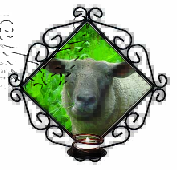 Cute Sheeps Face Wrought Iron Wall Art Candle Holder