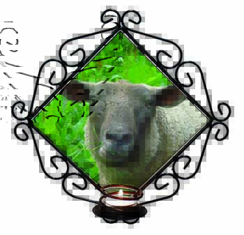 Cute Sheeps Face Wrought Iron Wall Art Candle Holder