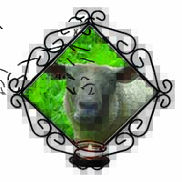 Cute Sheeps Face Wrought Iron Wall Art Candle Holder