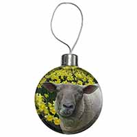 Cute Sheep with Daffodils Christmas Bauble