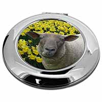 Cute Sheep with Daffodils Make-Up Round Compact Mirror