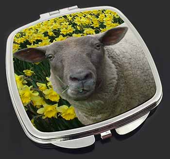 Cute Sheep with Daffodils Make-Up Compact Mirror