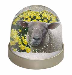 Cute Sheep with Daffodils Snow Globe Photo Waterball