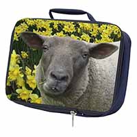 Cute Sheep with Daffodils Navy Insulated School Lunch Box/Picnic Bag