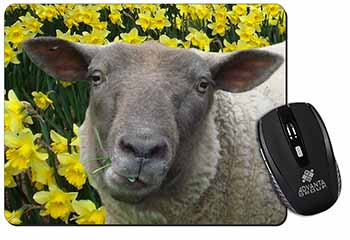 Cute Sheep with Daffodils Computer Mouse Mat