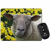 Cute Sheep with Daffodils Computer Mouse Mat