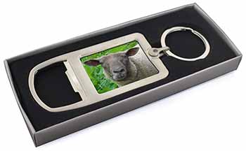 Cute Sheeps Face Chrome Metal Bottle Opener Keyring in Box
