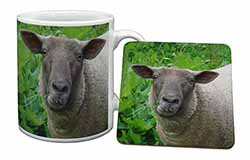 Cute Sheeps Face Mug and Coaster Set