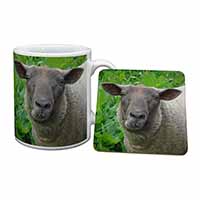 Cute Sheeps Face Mug and Coaster Set