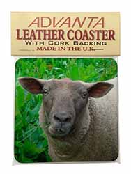 Cute Sheeps Face Single Leather Photo Coaster