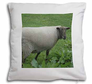 Sheep in Field Soft White Velvet Feel Scatter Cushion