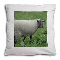 Sheep in Field Soft White Velvet Feel Scatter Cushion