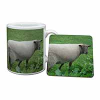 Sheep in Field Mug and Coaster Set