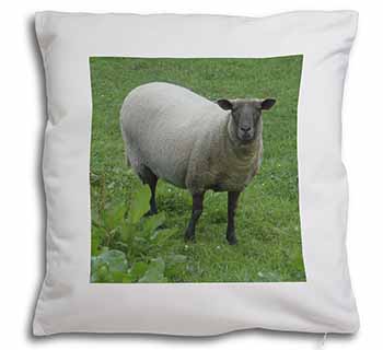 Sheep Intrigued by Camera Soft White Velvet Feel Scatter Cushion