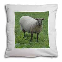 Sheep Intrigued by Camera Soft White Velvet Feel Scatter Cushion