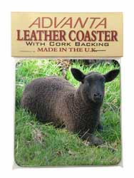 Black Lamb Single Leather Photo Coaster