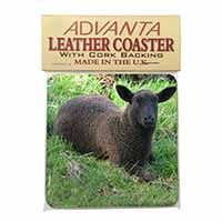 Black Lamb Single Leather Photo Coaster