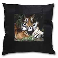 Bengal Tiger in Sunshade Black Satin Feel Scatter Cushion