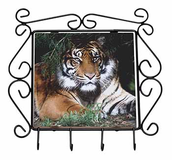 Bengal Tiger in Sunshade Wrought Iron Key Holder Hooks
