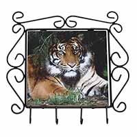 Bengal Tiger in Sunshade Wrought Iron Key Holder Hooks