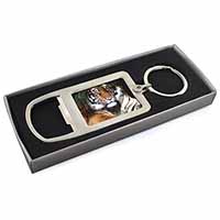 Bengal Tiger in Sunshade Chrome Metal Bottle Opener Keyring in Box