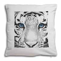 Siberian White Tiger Soft White Velvet Feel Scatter Cushion