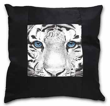 Siberian White Tiger Black Satin Feel Scatter Cushion