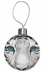 Siberian White Tiger Christmas Bauble