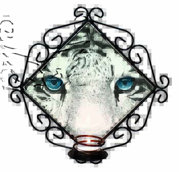 Siberian White Tiger Wrought Iron Wall Art Candle Holder