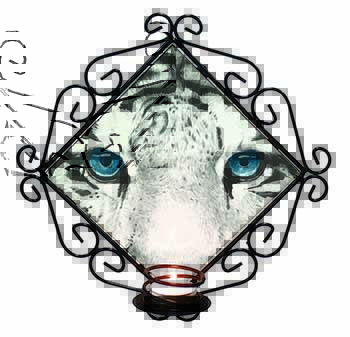 Siberian White Tiger Wrought Iron Wall Art Candle Holder