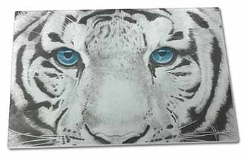 Large Glass Cutting Chopping Board Siberian White Tiger