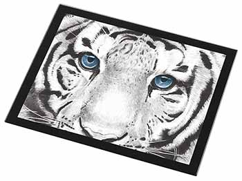 Siberian White Tiger Black Rim High Quality Glass Placemat