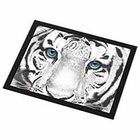 Siberian White Tiger Black Rim High Quality Glass Placemat