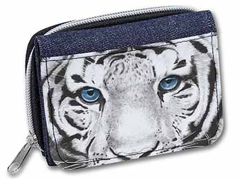 Siberian White Tiger Unisex Denim Purse Wallet