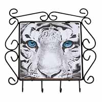 Siberian White Tiger Wrought Iron Key Holder Hooks