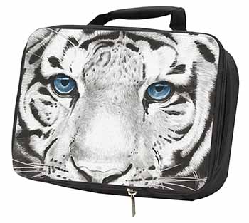 Siberian White Tiger Black Insulated School Lunch Box/Picnic Bag