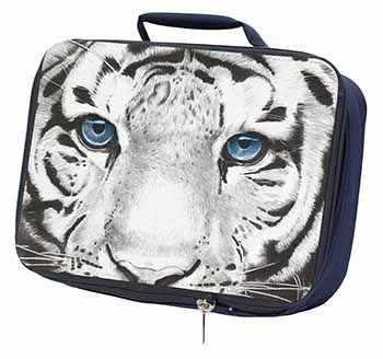 Siberian White Tiger Navy Insulated School Lunch Box/Picnic Bag