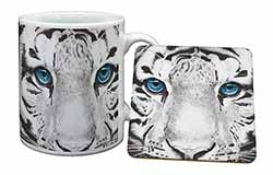 Siberian White Tiger Mug and Coaster Set