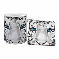 Siberian White Tiger Mug and Coaster Set