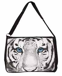 Siberian White Tiger Large Black Laptop Shoulder Bag School/College