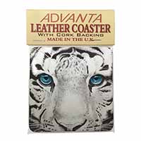 Siberian White Tiger Single Leather Photo Coaster