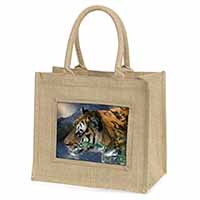 Bengal Night Tiger Natural/Beige Jute Large Shopping Bag