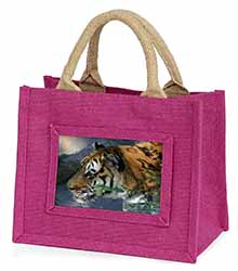 Bengal Night Tiger Little Girls Small Pink Jute Shopping Bag