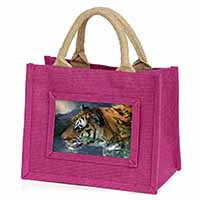 Bengal Night Tiger Little Girls Small Pink Jute Shopping Bag