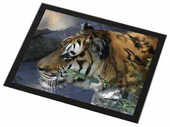 Bengal Night Tiger Black Rim High Quality Glass Placemat