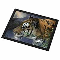 Bengal Night Tiger Black Rim High Quality Glass Placemat