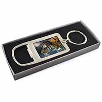 Bengal Night Tiger Chrome Metal Bottle Opener Keyring in Box