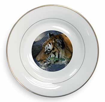 Bengal Night Tiger Gold Rim Plate Printed Full Colour in Gift Box