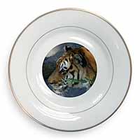 Bengal Night Tiger Gold Rim Plate Printed Full Colour in Gift Box