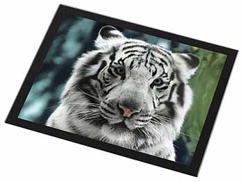 Siberian White Tiger Black Rim High Quality Glass Placemat